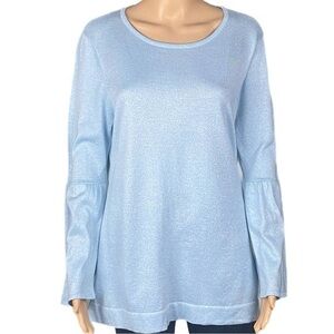 CALVIN KLEIN Light blue silver metallic shimmer lightweight sweater Size XL EUC